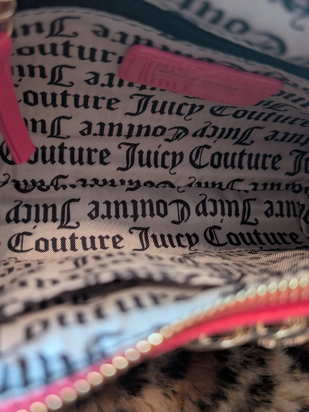 Juicy Couture Hot Pink Shoulder Bag with Heart Chain Detail